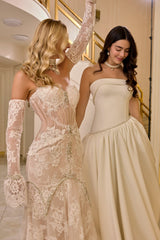 Evanthe – Champagne Ivory Lace Mermaid Bridal Gown with Off-Shoulder Sleeves – Galisa Grace – view 11