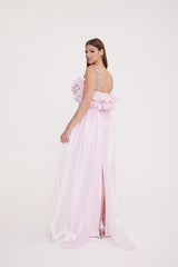 Chloe - Embellished Strappy Bodice with Pleated Shimmering Fabric Long Evening Gown