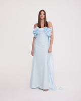 Chloe - Embellished Strappy Bodice with Pleated Shimmering Fabric Long Evening Gown