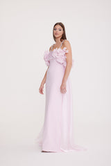 Chloe - Embellished Strappy Bodice with Pleated Shimmering Fabric Long Evening Gown