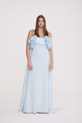 Chloe - Embellished Strappy Bodice with Pleated Shimmering Fabric Long Evening Gown