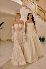 Evanthe – Champagne Ivory Lace Mermaid Bridal Gown with Off-Shoulder Sleeves – Galisa Grace – view 7