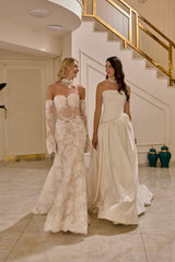 Evanthe – Champagne Ivory Lace Mermaid Bridal Gown with Off-Shoulder Sleeves – Galisa Grace – view 6