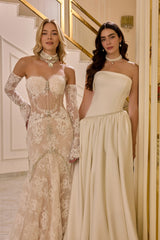Evanthe – Champagne Ivory Lace Mermaid Bridal Gown with Off-Shoulder Sleeves – Galisa Grace – view 2