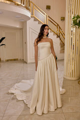 Violetta – Ivory Strapless Satin-Finish Bridal Ball Gown – Galisa Grace – view 1