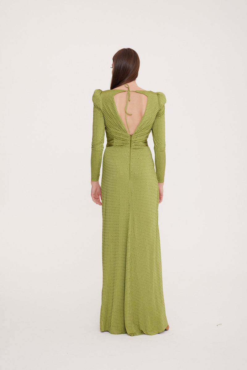 Fides - Long Sleeve Shimmering Dress with Draped Detail