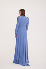 Galler - Long Sleeve V-Neck Deep Slit Dress