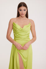 Satin Maxi Dress-Strapless Wedding Guest Dress-Prom Dress