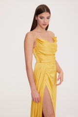 Satin Maxi Dress-Strapless Wedding Guest Dress-Prom Dress