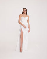 Satin Maxi Dress-Strapless Wedding Guest Dress-Prom Dress