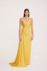 Satin Maxi Dress-Strapless Wedding Guest Dress-Prom Dress