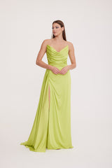 Satin Maxi Dress-Strapless Wedding Guest Dress-Prom Dress