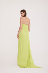 Satin Maxi Dress-Strapless Wedding Guest Dress-Prom Dress