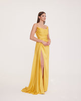 Satin Maxi Dress-Strapless Wedding Guest Dress-Prom Dress