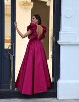 Rosalind - Backless long ball gown with puffy shoulder straps