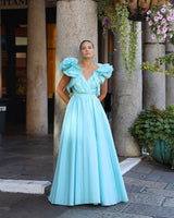 Rosalind - Backless long ball gown with puffy shoulder straps