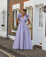 Rosalind - Backless long ball gown with puffy shoulder straps