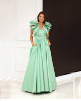 Rosalind - Backless long ball gown with puffy shoulder straps